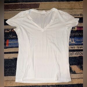 Vince White V-Neck Pima cotton Short Sleeve Tee medium